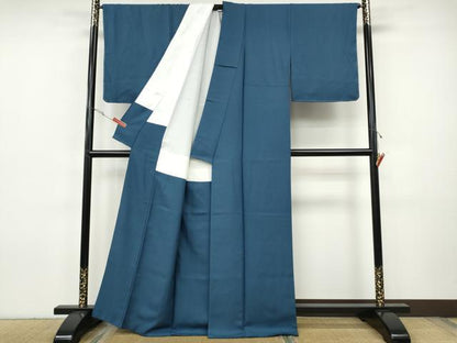 平和屋着物●上質な色無地　青藍色　正絹　逸品　CABH9669ut