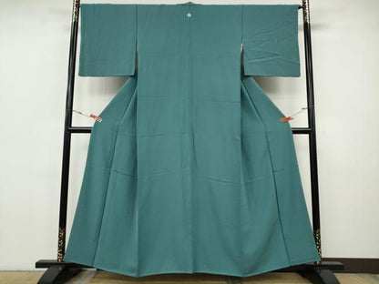 平和屋着物●上質な色無地　錆浅葱色　正絹　逸品　CABH9671ut