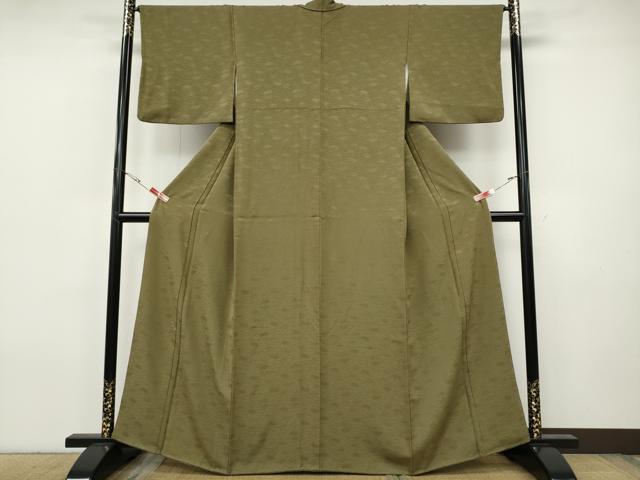 平和屋着物●上質な色無地　地紙花地紋　利休茶色　正絹　逸品　CABH9672ut