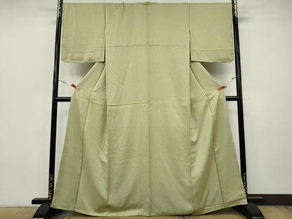 平和屋着物●上質な色無地　抹茶色　正絹　逸品　CABH9674ut