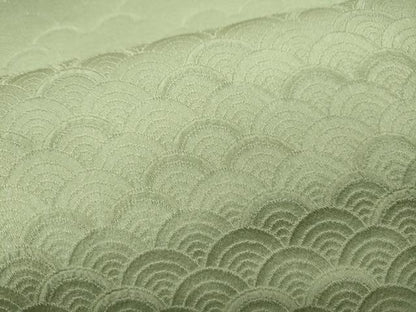 平和屋着物●上質な色無地　青海波地紋　山葵色　正絹　逸品　CABH9675ut