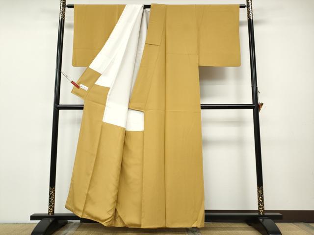 平和屋着物●上質な色無地　山吹茶色　やまと誂製　正絹　逸品　CABH9676ut