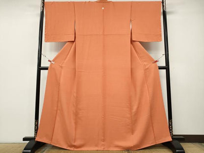 平和屋着物●上質な色無地　紋意匠　黄丹色　正絹　逸品　CABH9677ut