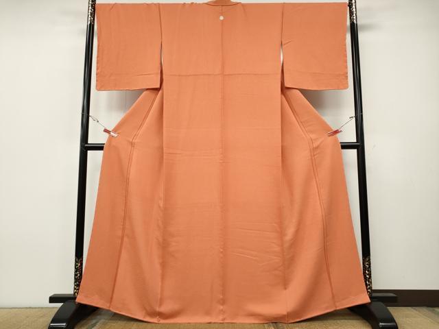 平和屋着物●上質な色無地　紋意匠　黄丹色　正絹　逸品　CABH9677ut