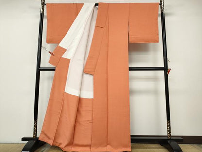 平和屋着物●上質な色無地　紋意匠　黄丹色　正絹　逸品　CABH9677ut