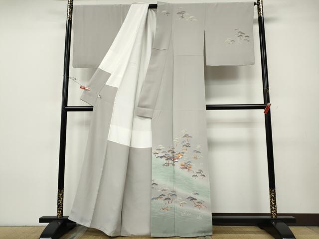 平和屋着物●京加賀友禅　百貫達雄　訪問着　風景船松文　暈し染め　正絹　逸品　CABH9678ut