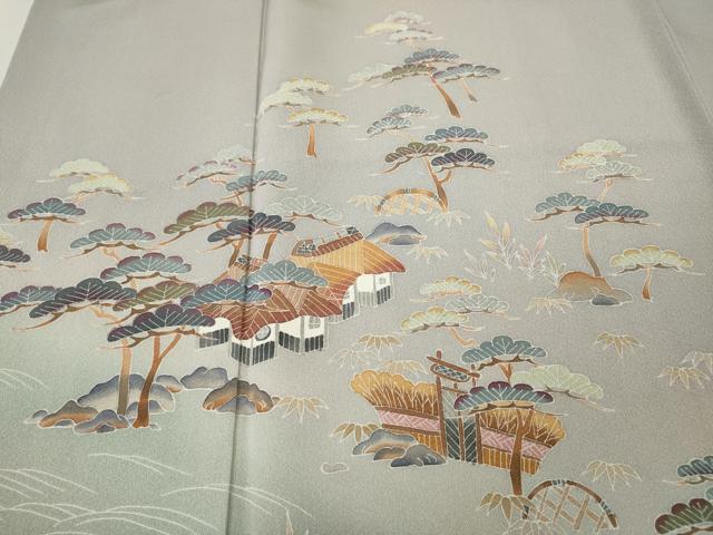 平和屋着物●京加賀友禅　百貫達雄　訪問着　風景船松文　暈し染め　正絹　逸品　CABH9678ut