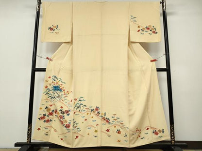 平和屋着物●訪問着　ろうけつ染め　風景草花文　金彩　正絹　逸品　CABH9679ut