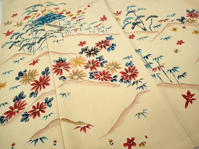 平和屋着物●訪問着　ろうけつ染め　風景草花文　金彩　正絹　逸品　CABH9679ut