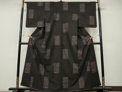 平和屋着物●本場大島紬　地空き　短冊花文　正絹　逸品　CABH9684ut