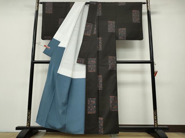 平和屋着物●本場大島紬　地空き　短冊花文　正絹　逸品　CABH9684ut