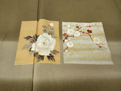 平和屋着物●訪問着　作家物　色紙草花文　金彩　正絹　逸品　CABH9685ut