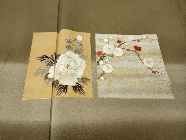 平和屋着物●訪問着　作家物　色紙草花文　金彩　正絹　逸品　CABH9685ut