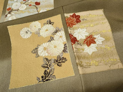 平和屋着物●訪問着　作家物　色紙草花文　金彩　正絹　逸品　CABH9685ut