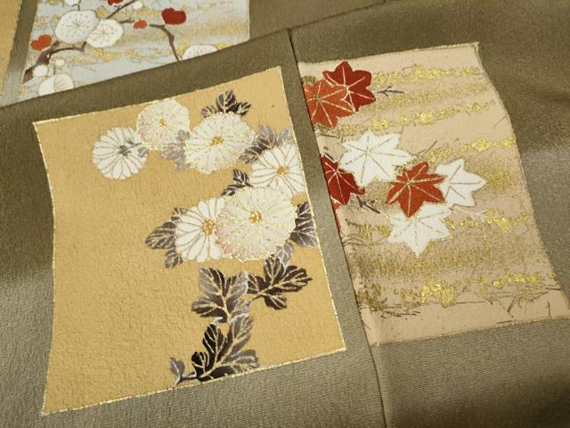 平和屋着物●訪問着　作家物　色紙草花文　金彩　正絹　逸品　CABH9685ut