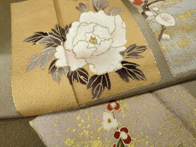 平和屋着物●訪問着　作家物　色紙草花文　金彩　正絹　逸品　CABH9685ut