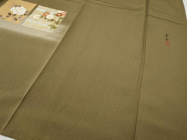 平和屋着物●訪問着　作家物　色紙草花文　金彩　正絹　逸品　CABH9685ut