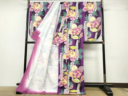 平和屋着物●小振袖　二尺袖　舞花間道　洗える着物　未使用　CABH9691ut