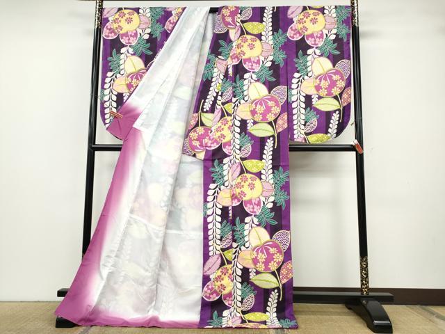 平和屋着物●小振袖　二尺袖　舞花間道　洗える着物　未使用　CABH9691ut