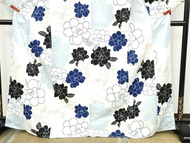 平和屋着物●小振袖　二尺袖　舞桜文　洗える着物　未使用　CABH9692ut