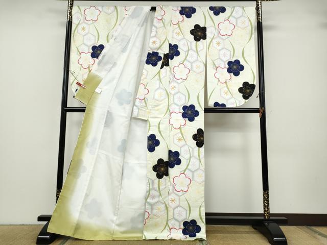 平和屋着物●小振袖　二尺袖　立涌亀甲舞梅文　洗える着物　未使用　CABH9702ut