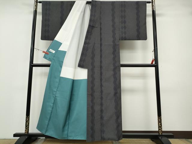 平和屋着物●本塩沢　110亀甲　菱間道　やまと誂製　正絹　逸品　CABH9710ut