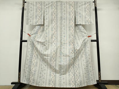 平和屋着物●上質な紬　花唐草吉祥間道　正絹　逸品　CABH9712ut
