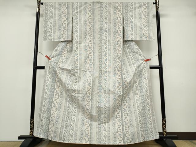 平和屋着物●上質な紬　花唐草吉祥間道　正絹　逸品　CABH9712ut