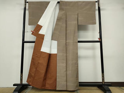 平和屋着物●上質な紬　100亀甲　エ霞文　正絹　逸品　未使用　CABH9713ut