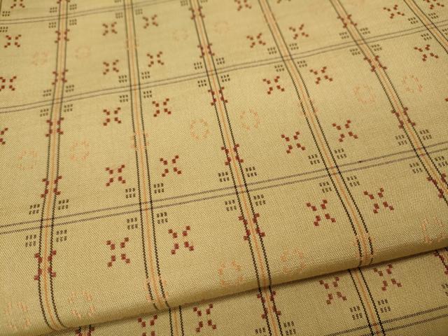 平和屋着物●上質な紬　花織　格子吉祥文　正絹　逸品　CABH9716ut