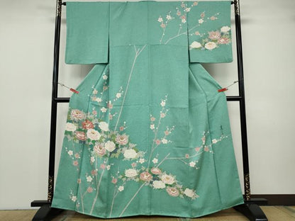 平和屋着物●京友禅の第一人者　松井青々　訪問着　駒刺繍　枝花文　金彩　正絹　逸品　CABH9717ut