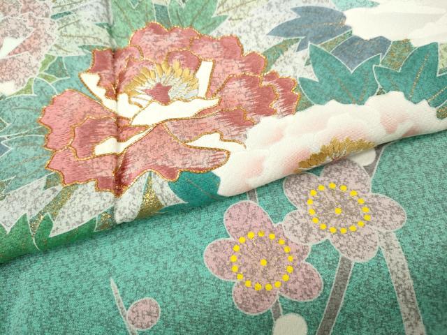 平和屋着物●京友禅の第一人者　松井青々　訪問着　駒刺繍　枝花文　金彩　正絹　逸品　CABH9717ut