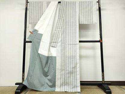 平和屋着物●上質なお召　間道　正絹　逸品　CABH9720ut