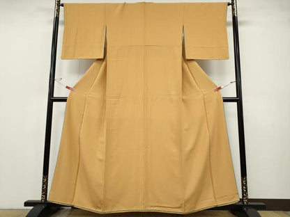 平和屋着物●上質な色無地　霞地紋　萱草色　やまと誂製　正絹　逸品　CABH9721ut