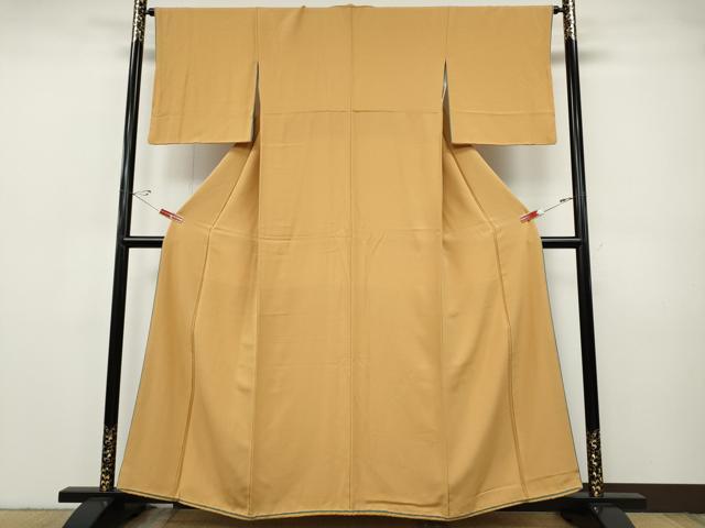平和屋着物●上質な色無地　霞地紋　萱草色　やまと誂製　正絹　逸品　CABH9721ut