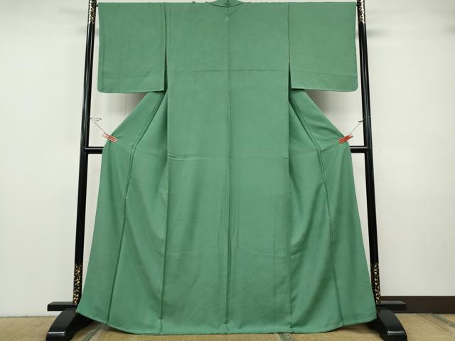 平和屋着物●上質な色無地　紗綾形紋紗　薄緑色　正絹　逸品　未使用　CABH9722ut