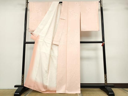 平和屋着物●上質な色無地　切嵌花唐草吉祥地紋　虹色　正絹　逸品　CABH9723ut
