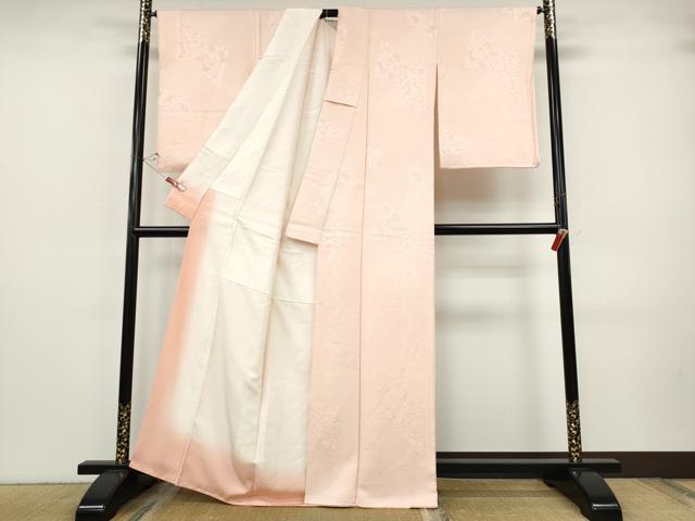 平和屋着物●上質な色無地　切嵌花唐草吉祥地紋　虹色　正絹　逸品　CABH9723ut