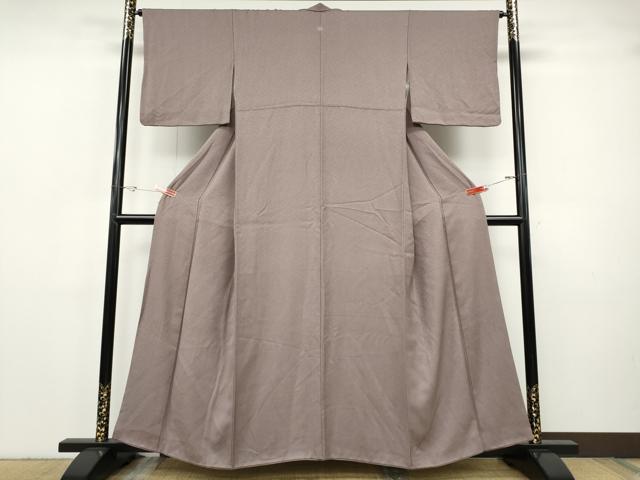 平和屋着物●上質な色無地　菱地紋　梅鼠色　正絹　逸品　CABH9725ut