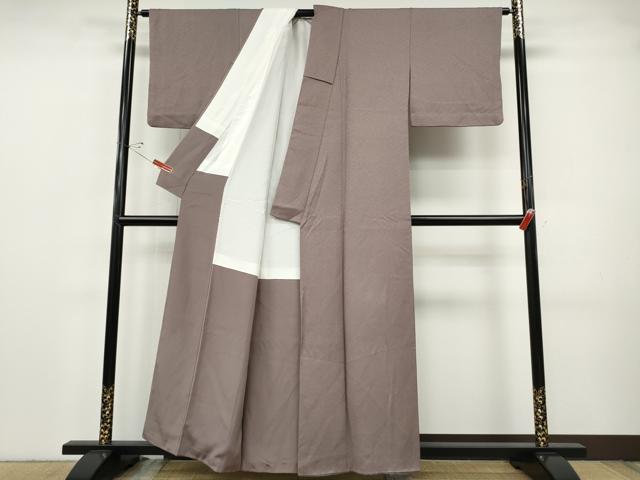 平和屋着物●上質な色無地　菱地紋　梅鼠色　正絹　逸品　CABH9725ut