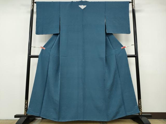 平和屋着物●上質な色無地　墨流し地紋　紺鼠色　正絹　逸品　CABH9728ut
