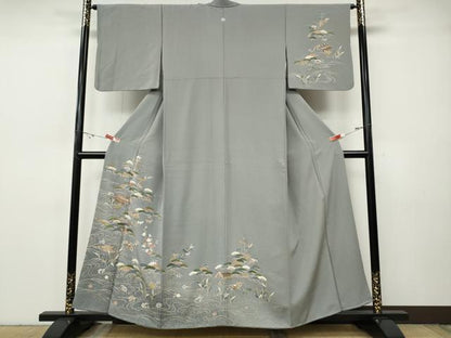 平和屋着物●訪問着　流水風景船草木文　金彩　正絹　逸品　CABH9733ut