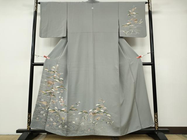 平和屋着物●訪問着　流水風景船草木文　金彩　正絹　逸品　CABH9733ut