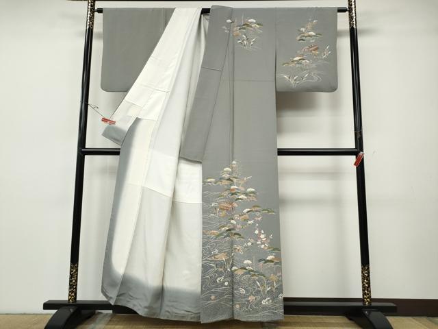 平和屋着物●訪問着　流水風景船草木文　金彩　正絹　逸品　CABH9733ut