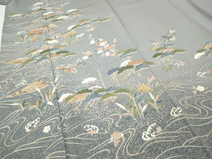平和屋着物●訪問着　流水風景船草木文　金彩　正絹　逸品　CABH9733ut