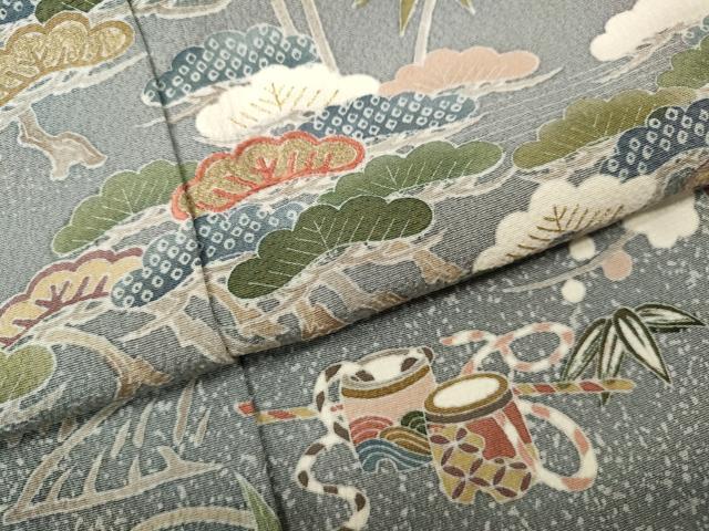平和屋着物●訪問着　流水風景船草木文　金彩　正絹　逸品　CABH9733ut