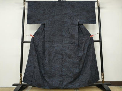 平和屋着物●結城紬　80亀甲　雲重ね吉祥花文　正絹　逸品　CABH9734ut