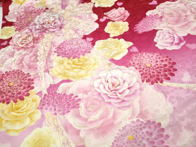 平和屋着物●松田聖子　SEIKOMATSUDA　振袖　刺繍　ハート　レース　舞花文　暈し染め　金彩　正絹　逸品　CABH9743ut