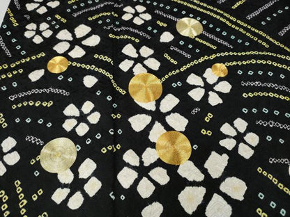 平和屋着物●豪華振袖　駒刺繍　絞り　流水花文　黒地　正絹　逸品　CABH9744ut