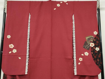 平和屋着物●豪華振袖　跳兎　色紙重ね糸巻き花文　金彩　正絹　逸品　CABH9747ut